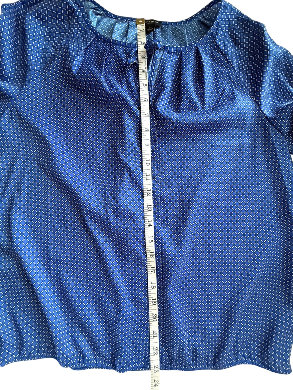 Ann Taylor Royal Blue Printed Tie-Front Blouse - Picture 6 of 8